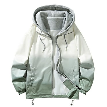 Quinlirra Jackets for Men Lightweight Men's Stitching Drawstring Hooded with Pocket Slim Fashion Jacket Coat Outwear