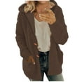 thumbnail image 1 of Quinlirra Jackets for Women 2024 Women Hooded Sweater Coat Winter Warm Wool Zipper Coat Long Sleeve Outwear S Khaki, 1 of 6