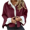 thumbnail image 1 of Quinlirra Jackets for Women 2025 Women's Solid Color Short Lapel Cardigan Top Jacket XL Wine, 1 of 6