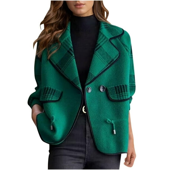 Quinlirra Jackets for Women Trendy Women's Long Sleeved Knitted Cardigan Knitted Jacket M Green
