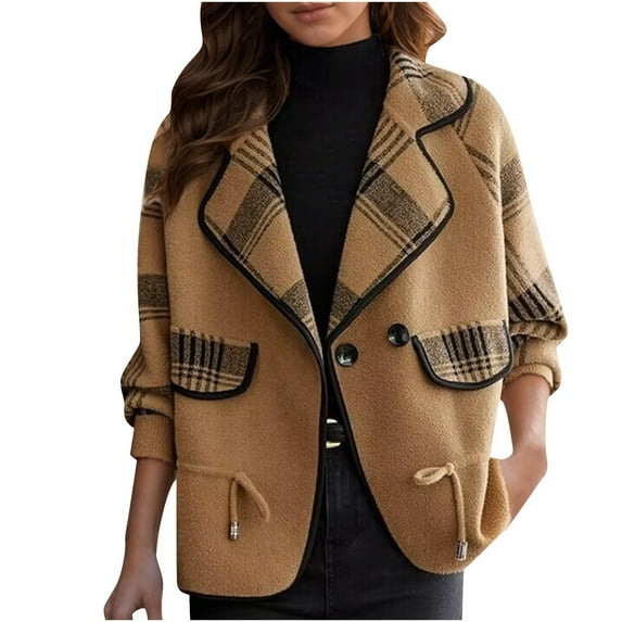Quinlirra Jackets for Women Trendy Women's Long Sleeved Knitted Cardigan Knitted Jacket XL Khaki
