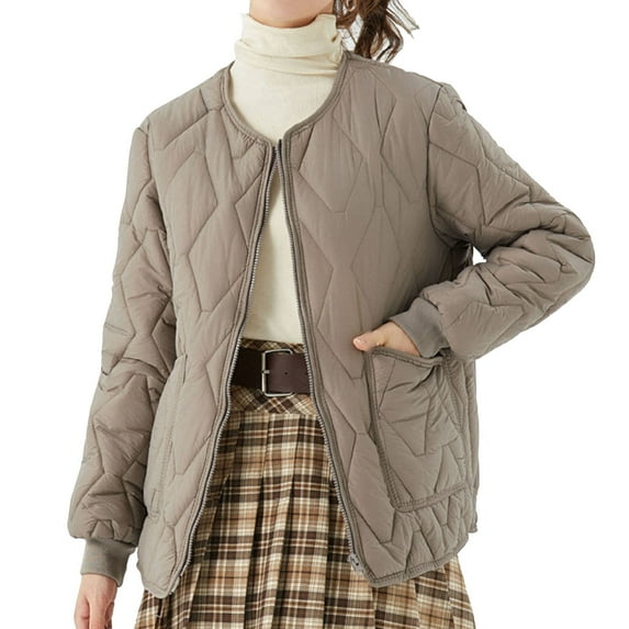 Quinlirra Jackets for Women Trendy Womens Winter Clothes Plus Size Warm Coat Long Sleeve Jacket M Khaki