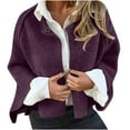 thumbnail image 1 of Quinlirra Jackets for Women Winter Women's Solid Color Short Lapel Cardigan Top Jacket S Purple, 1 of 6