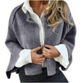 thumbnail image 1 of Quinlirra Jackets for Women Winter Women's Solid Color Short Lapel Cardigan Top Jacket XXXL Gray, 1 of 6