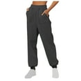 thumbnail image 1 of Quinlirra Jooger Pants Women Petite Women'S Solid Color Pocket Corset High-Waisted Sweatpants Long Pants, 1 of 4