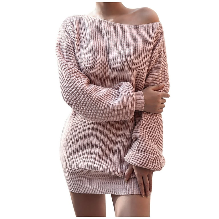 Quinlirra Light Blue Sweater Dress Women Fashion Casual Off-the-shoulder Lantern Sleeve Knit Sweater Dress Pink L - Walmart.com Quinlirra Light Blue Sweater Dress Women Fashion Casual Off-the-shoulder Lantern Sleeve Knit Sweater Dress Pink L - Walmart.com