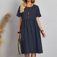 thumbnail image 1 of Quinlirra Long dresses for Women 2025 Fashion Women Summer Casual Round-Neck Short Sleeve High Waist Dress, 1 of 5
