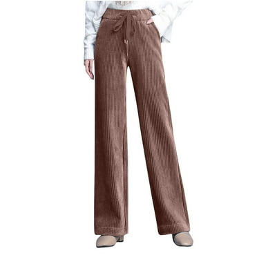 Quinlirra Lounge Pants Women Tall Women's High Waisted Solid Color Straight Leg Pants With Pockets Drawstring And Fleece