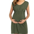 thumbnail image 1 of Todaioua Maternity Dresses for Women 2024 Ladies Fashion Solid Color Pleated Cotton Round Neck Sleeveless Clothe Dress Casual, 1 of 8