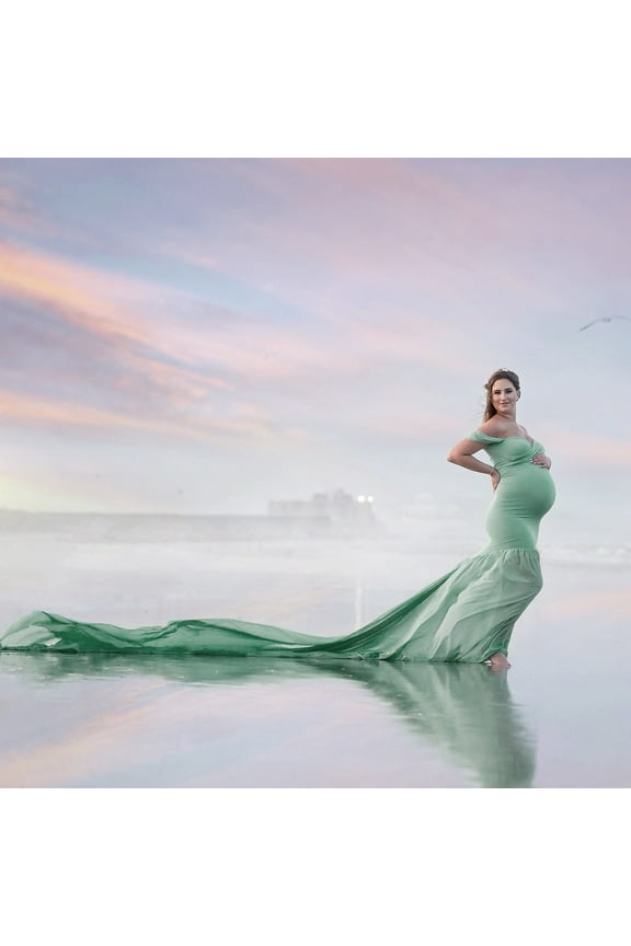 Maternity Dresses for Women 2024 Pregnants Photography Props off Shoulder Sleeveless Solid Dress Casual