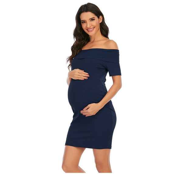 Todaioua Maternity Dresses for Women 2024 Sleeveless Color off Shoulder Backless Dress Casual