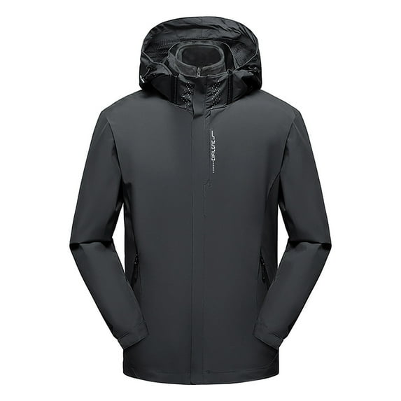 Quinlirra Men's Hooded Waterproof Jacket Men's Stitching Drawstring Hooded Slim Fashion Outdoor Jacket Coat Outwear