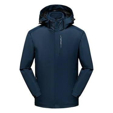 Quinlirra Men's Hooded Waterproof Jacket Men's Stitching Drawstring Hooded Slim Fashion Outdoor Jacket Coat Outwear