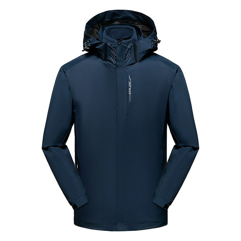 Quinlirra Men s Hooded Waterproof Jacket Men s Stitching Drawstring Hooded Slim Fashion Outdoor Jacket Coat Outwear Walmart