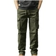 thumbnail image 1 of Quinlirra Men's Pants Stretch Men's Casual Fashion Outdoors Multi-Pocket Banded Solid Color Cargo Full Length Pants, 1 of 1