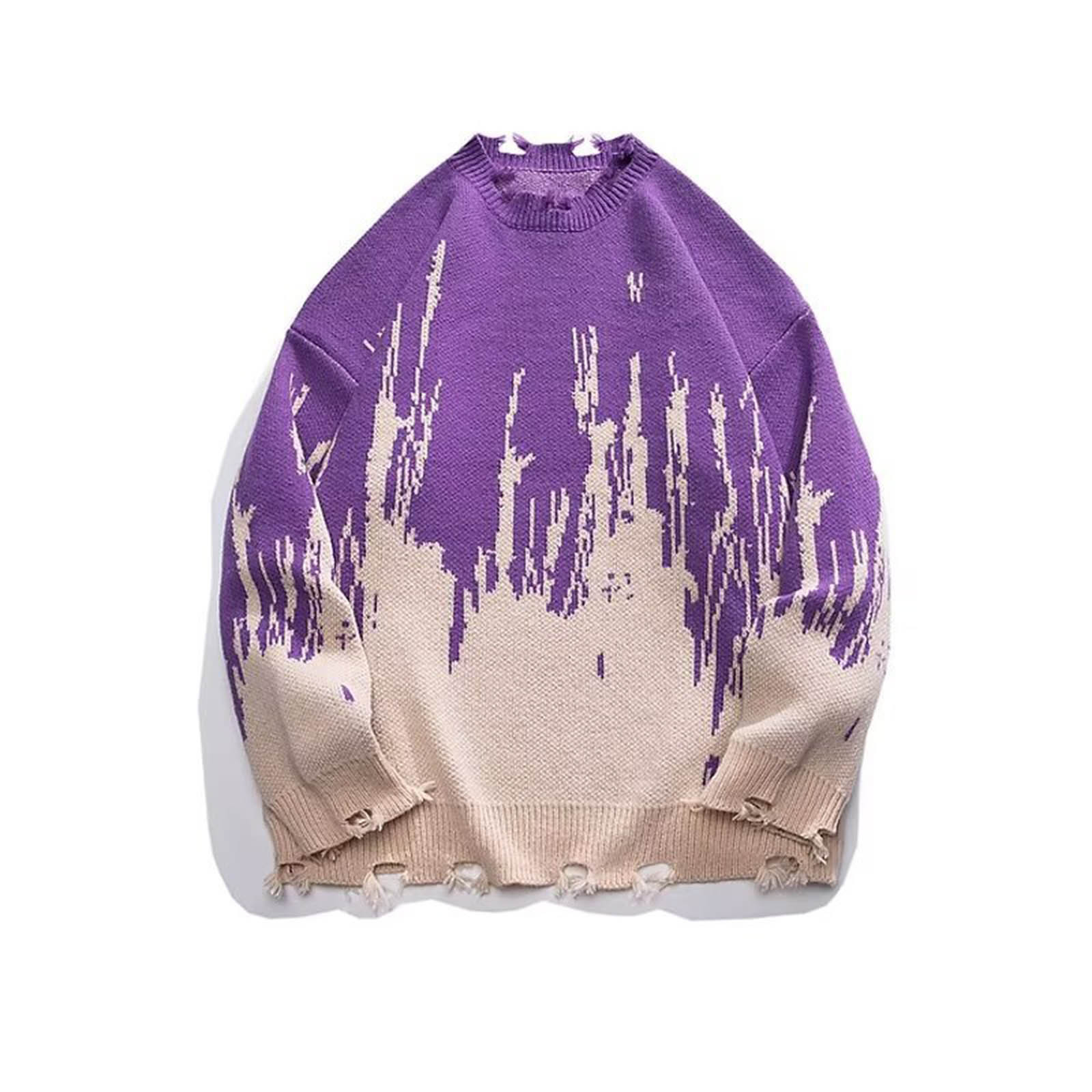 Quinlirra Men's Sweaters Clearance, Men Couple Outfit Fashion Long Sleeve Round Neck Knitted