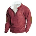 thumbnail image 1 of Quinlirra Men's Sweatshirts No Hood Fashion Men Winter Zipper Casual Tops Long Sleeve V-Neck Sweatshirt Size M Red, 1 of 3