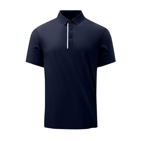 Quinlirra Men's T-shirts cotton Men's Summer Lapel Solid Button Daily Casual Outdoor Shirt/T-shirt