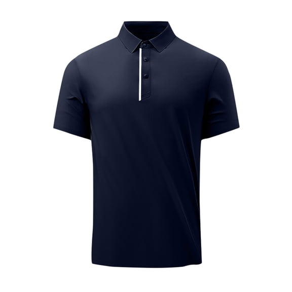 Quinlirra Men's T-shirts cotton Men's Summer Lapel Solid Button Daily Casual Outdoor Shirt/T-shirt