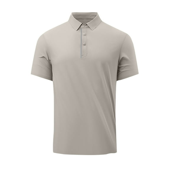Quinlirra Men's T-shirts cotton Men's Summer Lapel Solid Button Daily Casual Outdoor Shirt/T-shirt