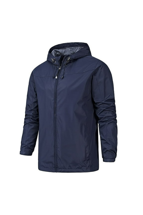 Men's Winter Coat Men's Thin Windbreaker Slim Fitting Zipper Pocket Long Sleeved Hooded Sun Protection Suit Outdoor Sprinter Jacket Coat