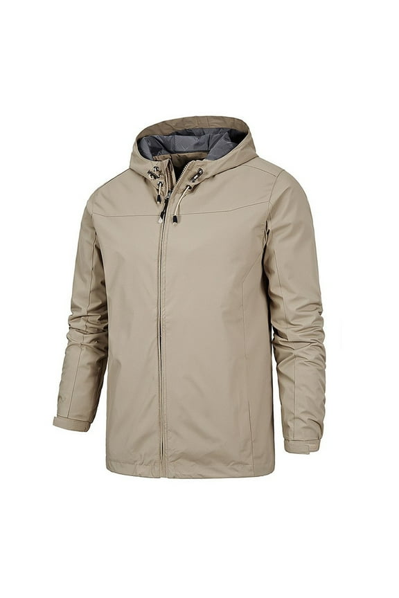 Men's Winter Coat Men's Thin Windbreaker Slim Fitting Zipper Pocket Long Sleeved Hooded Sun Protection Suit Outdoor Sprinter Jacket Coat