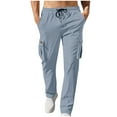 thumbnail image 1 of Quinlirra Mens Cargo Pants Slim Fit Men Solid Fashion Casual Multiple Pockets Elastic Waist Long Pants Trousers, 1 of 5