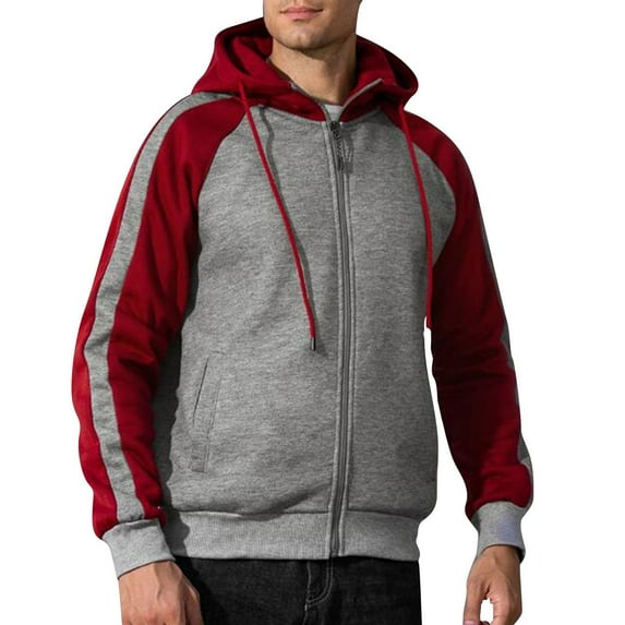 Quinlirra Mens Fleece Jacket with Hood Men's Fashion Casual Zip Jacket Fashion Loose Brushed Top