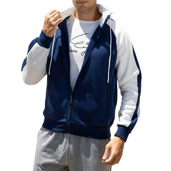 Quinlirra Mens Fleece Jacket with Hood Men's Fashion Casual Zip Jacket Fashion Loose Brushed Top