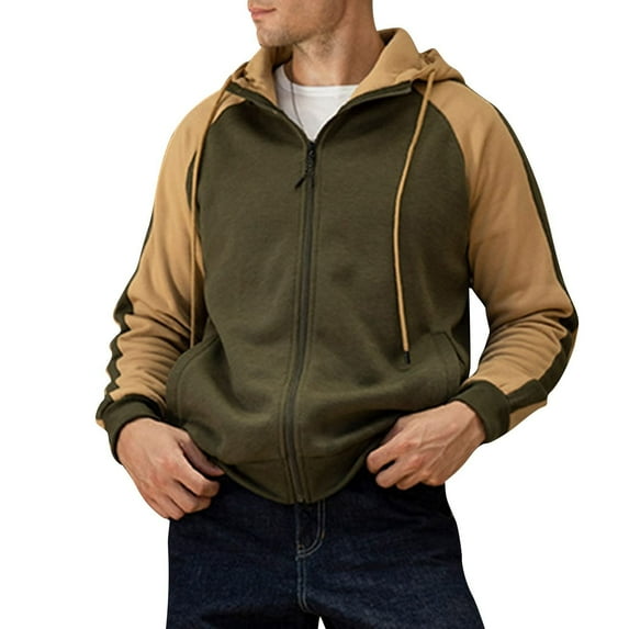 Quinlirra Mens Fleece Jacket with Hood Men's Fashion Casual Zip Jacket Fashion Loose Brushed Top