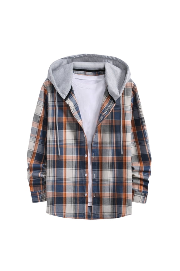 Mens Fleece Jacket with Hood Versatile Hoodie Basic Men's Classic SCOTTISH PLAID Hoodie Shirt