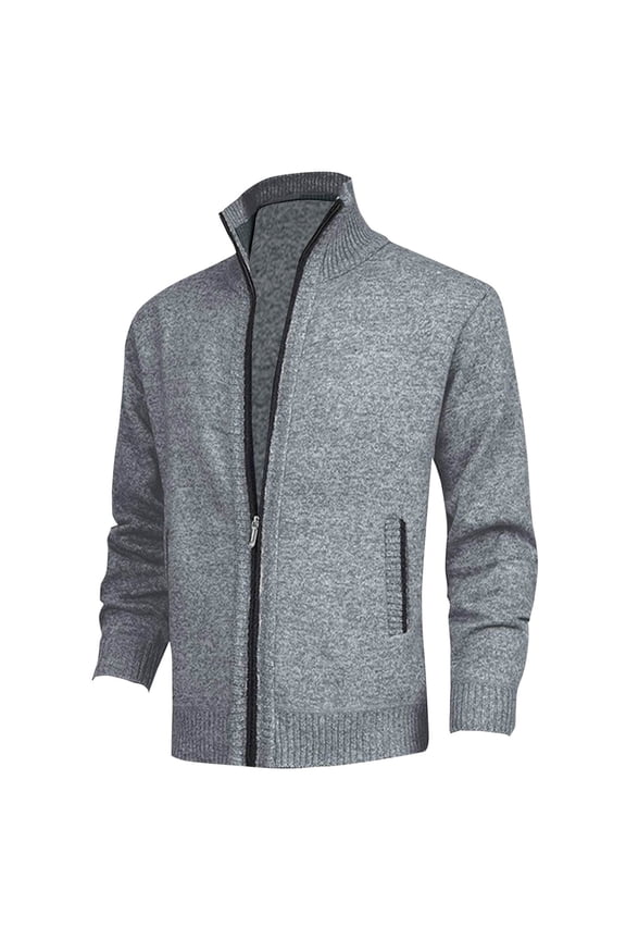 Mens Jacket Winter Men's Fashion Casual Pullover Solid Color Long Sleeve Hoodless Casual Outwear