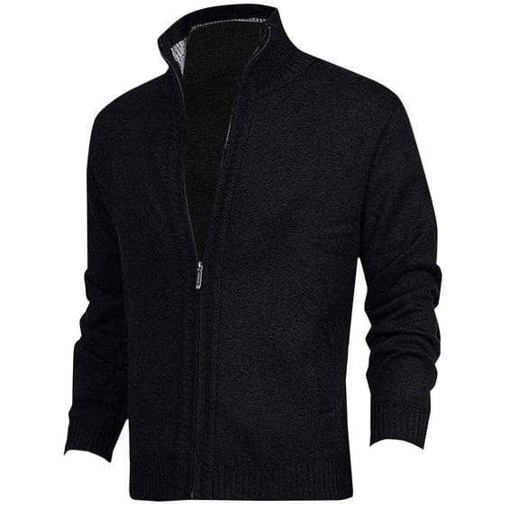 Quinlirra Mens Jacket Winter Men's Fashion Casual Pullover Solid Color Long Sleeve Hoodless Casual Outwear