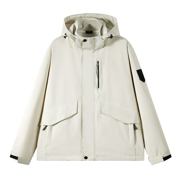 Quinlirra Mens Jackets Casual Men's Stitching Drawstring Hooded Slim Fashion Jacket Coat Outwear