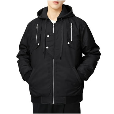 Quinlirra Mens Lightweight Jackets Big and Tall Fashion Men's Solid Temperament Long Sleeve Hooded Casual Outwear Jackets