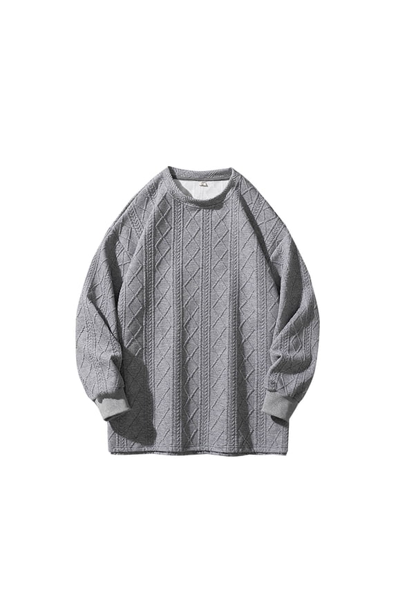 Mens Sweatshirts Crewneck Man Solid Color Rhomboid Design Long Sleeve Hoodie