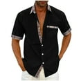 thumbnail image 1 of Quinlirra Mens Tops Clearance Under $5 Men's Fashion Casual Solid Color Short Sleeve Turndown Collar Blouse Shirt, 1 of 4