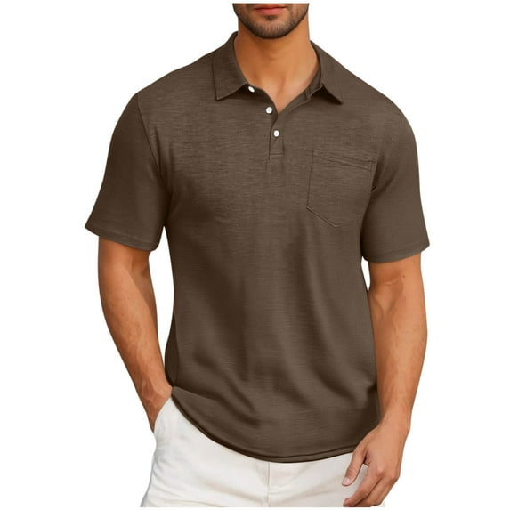 Quinlirra Mens Turndown Collar Blouse Shirts Casual Basic V-Neck Short Sleeve Tee Shirts with Pocket