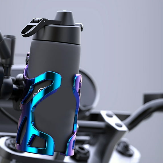 Quinlirra Motorcycle Water Bottle Holder, Size Adjustable Motorcycle Cup Holder, Durable Bike Cup Holder, Bicycle Drink Cage Suit for Handlebar & Frame-Blue&3.15*5.2inch