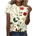 thumbnail image 1 of Quinlirra Plus Size Women's Printed Tshirts Summer Casual Short Sleeve Crew Neck Relaxed Fit Tee Shirts, 1 of 5
