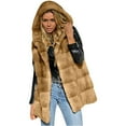 thumbnail image 1 of Quinlirra Puffer Vest Women with Hood Women's Faux-FurGilet Sleeveless Waistcoat Body Solid Color Hooded Jacket Coat Outwear Tops, 1 of 5