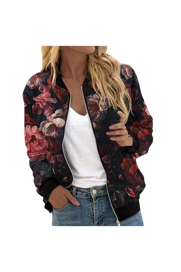 Quilted Jackets for Women Plus Size Women's Loose Long Sleeved Sweatshirt With Zipper Jacket Casual Coarse Knitted Baseball Jacket