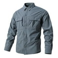 thumbnail image 1 of Quinlirra Shirts for Men Long Sleeve Button up Mens Solid Multiple Pockets Turndown Collar Quick Drying Tops Button Workwear Shirts, 1 of 3