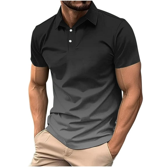 Quinlirra Shirts for Men with designs Men Casual Printed Short Sleeve Turn Down Collar Buttons T-Shirt Blouse Tops
