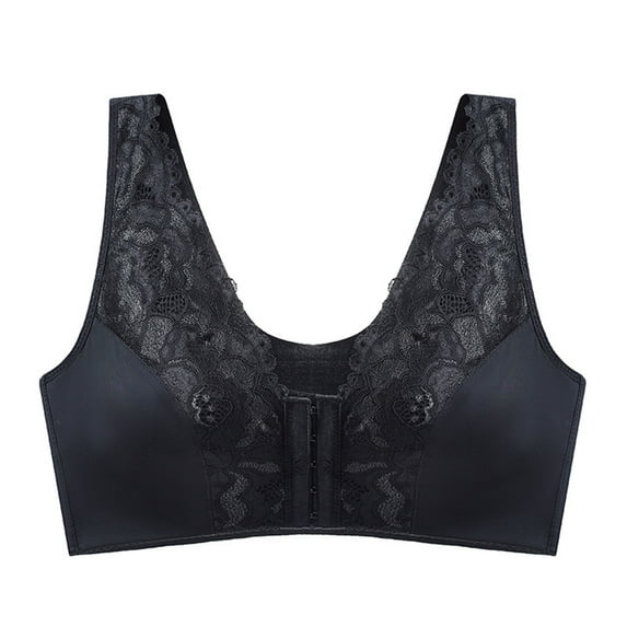 Quinlirra Sport Bras for Women Clearance Women Bras Plus Size Front Buckle Lace Comfortable Breathable Anti-exhaust Base Solid Non-Steel Ring Back Underwear
