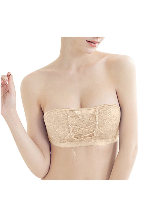 Sport Bras for Women Clearance Women's One-Piece Bra Everyday Underwear Strapless Lace Drawstring Bandeau