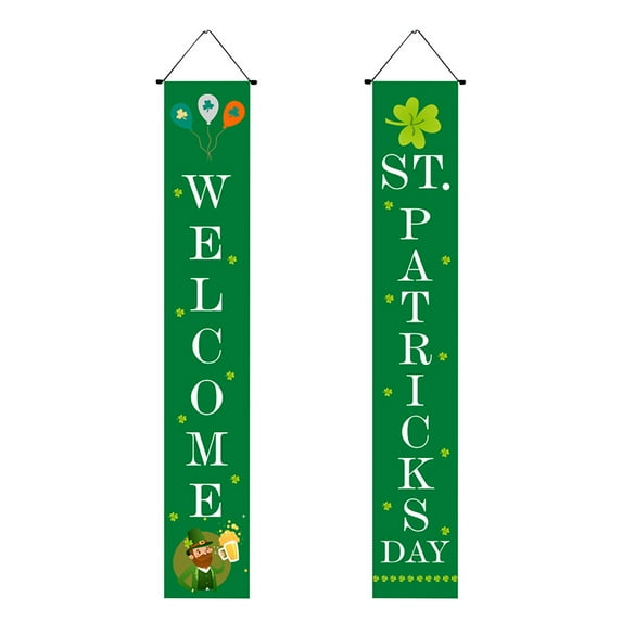 Todaioua St. Patrick's Day Door Banner Decorations - Retro Green Shamrock Welcome Sign for Front Door,Porch,or Party - Festive St. Patrick's Day Holiday Decor with Happy St. Patrick's Day Shamrock Ba