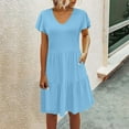 thumbnail image 1 of Quinlirra Sundresses for women 2025 Women Casual Loose Tank Dress Beach V-neck Pocket Sundress Short Sleeve Dresses, 1 of 1