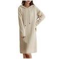 thumbnail image 1 of Quinlirra Sweater Dress for Women Trendy Women's Sexy Pullover Thick Hooded Loose Sweater Women's Knitted Dress Beige Free Size, 1 of 5