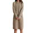 thumbnail image 1 of Quinlirra Sweater Dress for Women Trendy Women's Sexy Pullover Thick Hooded Loose Sweater Women's Knitted Dress Gray Free Size, 1 of 5